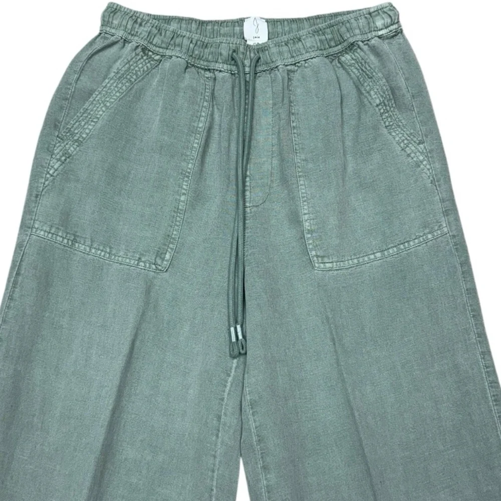 Joie Sage Green Linen Blend Wide Leg Crop Drastring Pants Medium Beach Casual - Picture 5 of 12